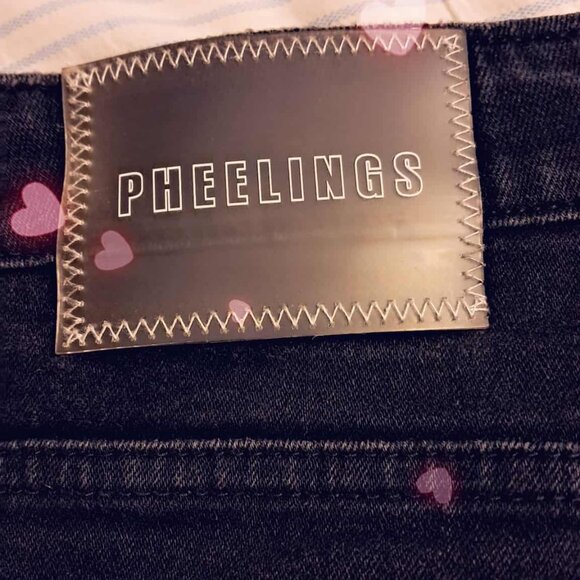 PHEELINGS NEVER LOOK BACK CARGO FLARE STACK DENIM BLACK JEANS RAW HEM 38 - Picture 12 of 14
